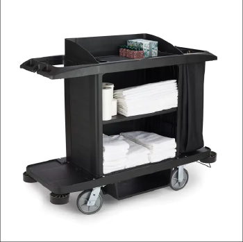 乐柏美 Rubbermaid FG618900BLA 标准型客房服务推车 黑色