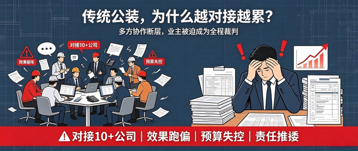 传统公装成本失控 VS 一体化预算可控